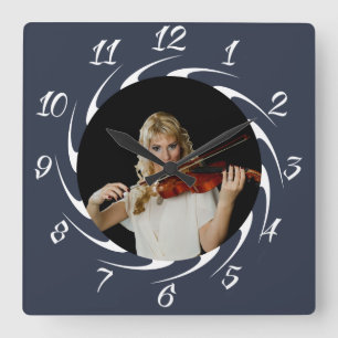 RELÓGIO QUADRADO SENHORA COM VIOLINO