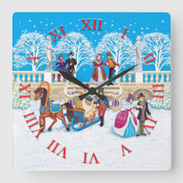 Relógio Quadrado Senhoras e marinheiros a passear pelo Parque