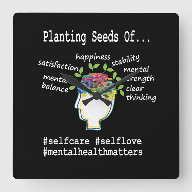 Relógio Quadrado Sensibilização para a saúde mental (Frente)