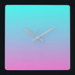 Relógio Quadrado Sereia cor gradiça-rosa-rosa-abóbora-ombre<br><div class="desc">A Sereia é a cor dos acessórios básicos roxos,  cor-de-rosa,  aqua ombre. Acessórios da sala de cores da sereia</div>