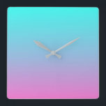 Relógio Quadrado Sereia cor gradiça-rosa-rosa-abóbora-ombre<br><div class="desc">A Sereia é a cor dos acessórios básicos roxos,  cor-de-rosa,  aqua ombre. Acessórios da sala de cores da sereia</div>