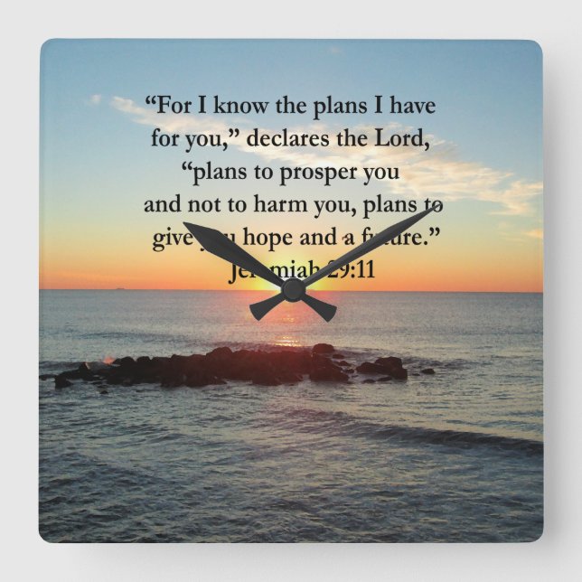 RELÓGIO QUADRADO SERENE JEREMIAH 29:11 SUNRISE (Frente)