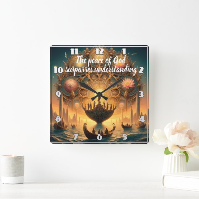 Relógio Quadrado Serene Voyage: Bando na Água (Lar)