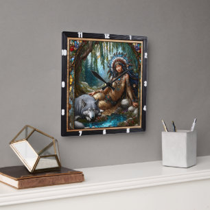 Relógio Quadrado Serenidade Nativa: Pinheiros De Fome À Noite Breez