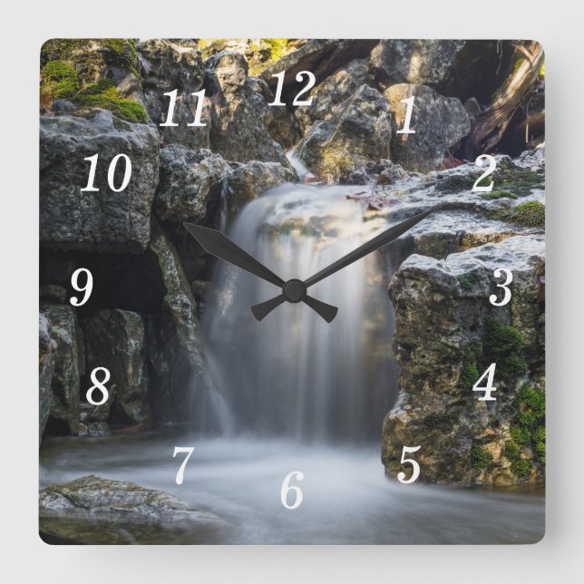 Relógio Quadrado Serenity Spa Falls Wall Clock (Frente)