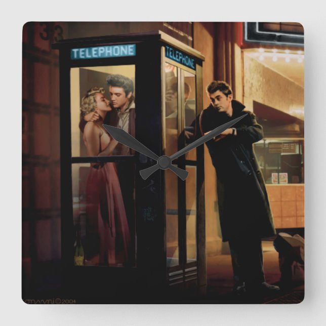 Relógio Quadrado Sessão vespertina da meia-noite (Frente)