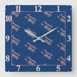 Relógio Quadrado Setas florais personalizadas