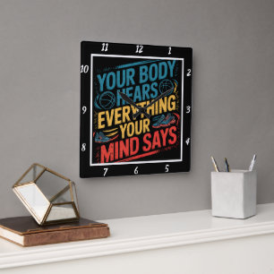 Relógio Quadrado Seu Corpo Oculta Mente Diz Esporte