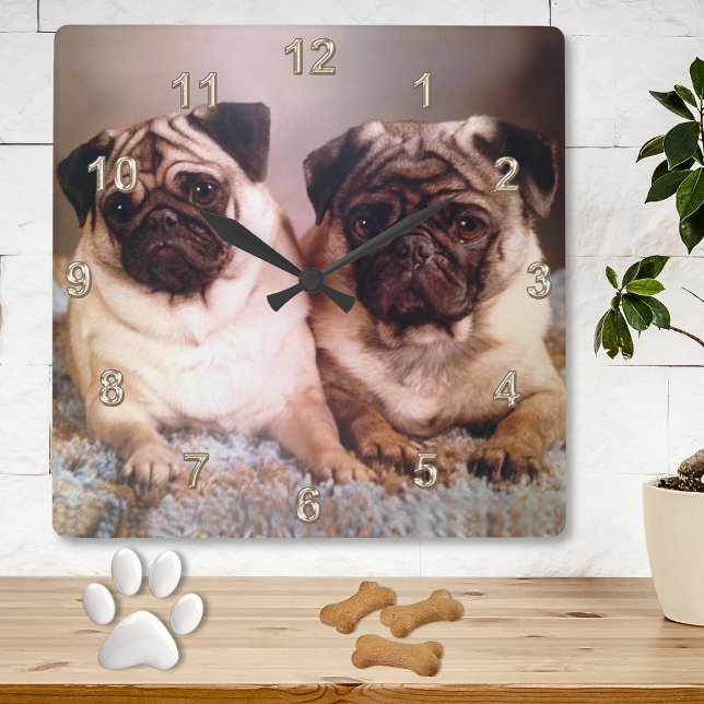 Relógio Quadrado SEUS Blocos de parede da IMAGEM com INSTRUÇÕES (Photo Wall Clock. Dog Photo Clock. Clock with Picture. Personalized Wall Clocks. Memorial Clock.)