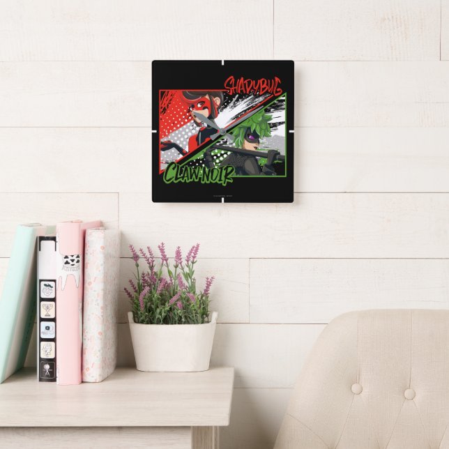 Relógio Quadrado Shadybug & Claw Noir Miraculoso Reverso (Sala de leitura)