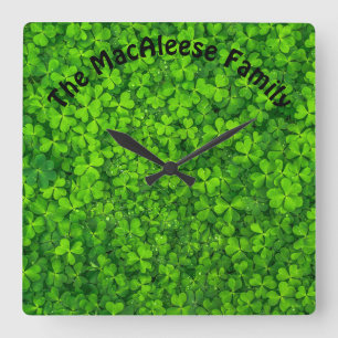 Relógio Quadrado Shamrock Clovers Green Irish Símbolo Irlanda