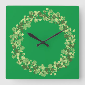 Relógio Quadrado Shamrock Wreath