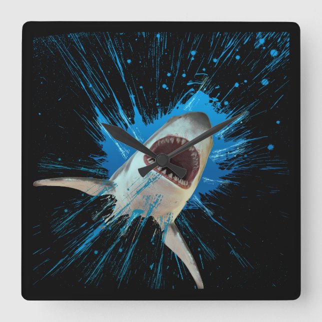 RELÓGIO QUADRADO SHARK WATER ESLASH OCEAN (Frente)