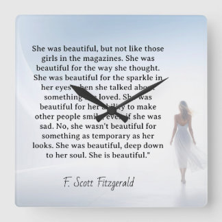 Relógio Quadrado She was beautiful === F.Scott Fitzgerald  quote