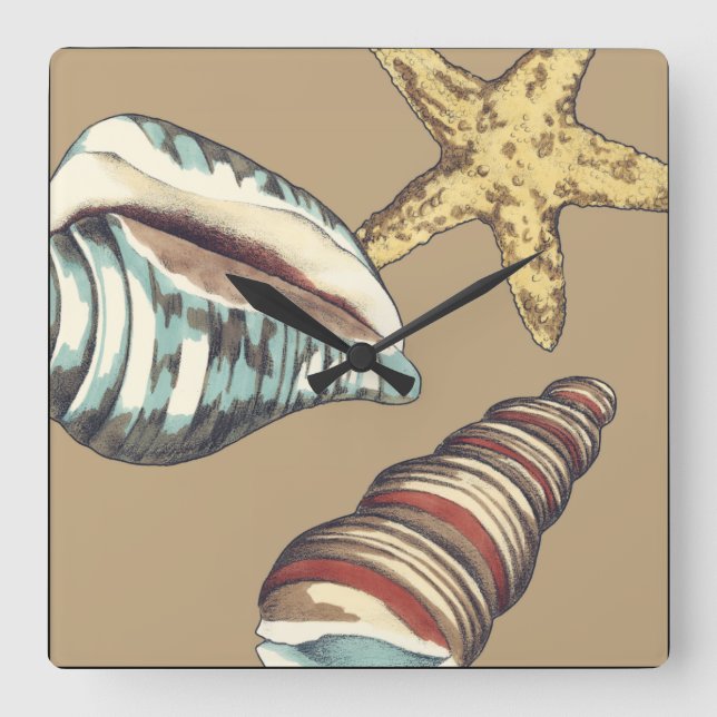 Relógio Quadrado Shell Trio em Khaki (Frente)