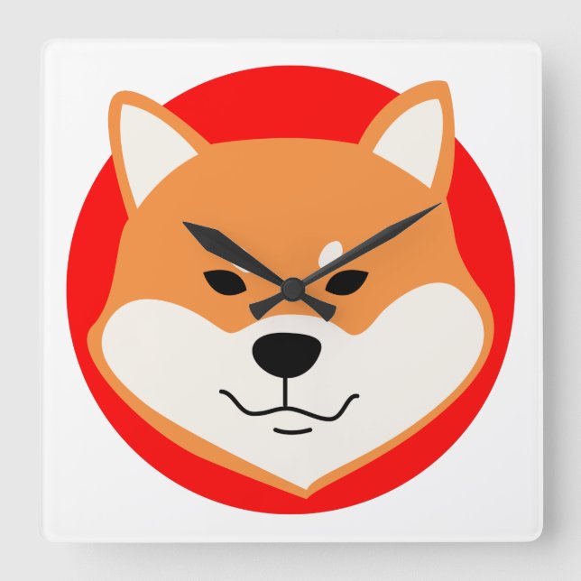 Relógio Quadrado Shiba Inu Original Wall Clock (Frente)