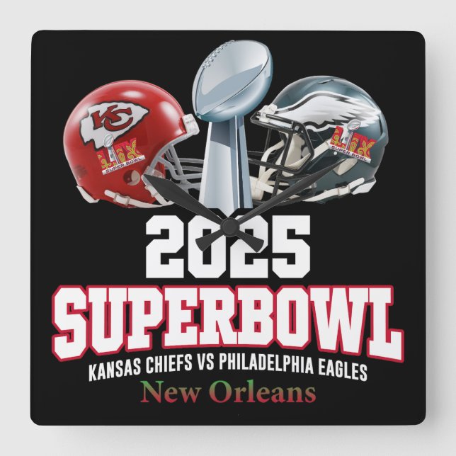 Relógio Quadrado Showdown da Super Bowl 2025 (Frente)