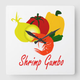 Relógio Quadrado Shrimp Gumbo