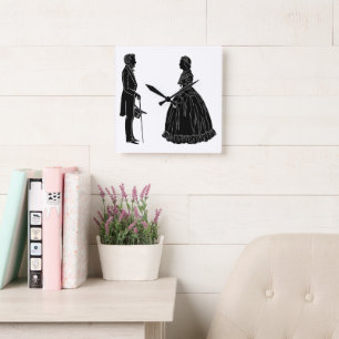 Relógio Quadrado silhueta de abraham lincoln mary todd lincoln