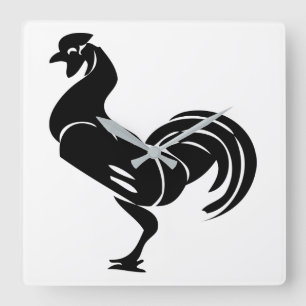 Relógio Quadrado Silhueta de galo