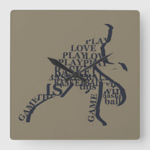 Relógio Quadrado silhueta de jogador de basquete