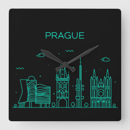 Relógio Quadrado silhueta de Praga