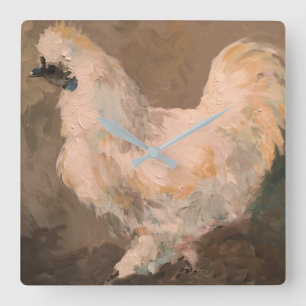 Relógio Quadrado Silkie Chicken Wall Clock