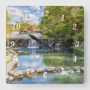 Relógio Quadrado Siloam Primavera Sager Creek Waterfall Clock