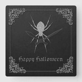 Relógio Quadrado Silver Spider Halloween
