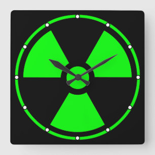 Relógio Quadrado Símbolo de radiação radioativa nuclear em pontos v