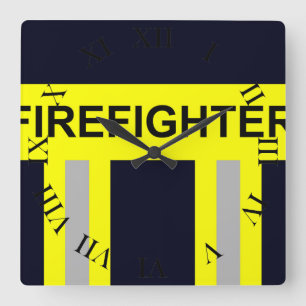 Relógio Quadrado Símbolo Feuerwehr Uniform Blau Quadratische Wanduh