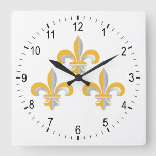 Relógio Quadrado Símbolo Fleur de Lis