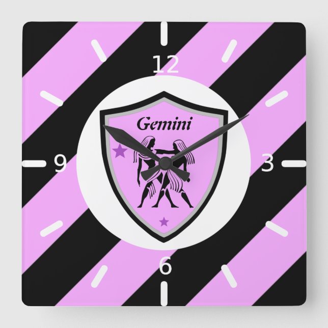 Relógio Quadrado Símbolo Gemini      (Frente)
