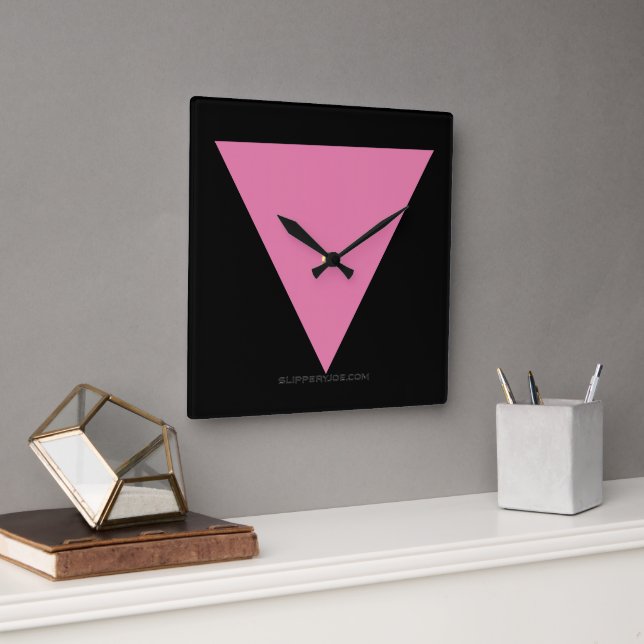 Relógio Quadrado Símbolo rosa brilhante do triângulo rosa do Slippe (Escritório)