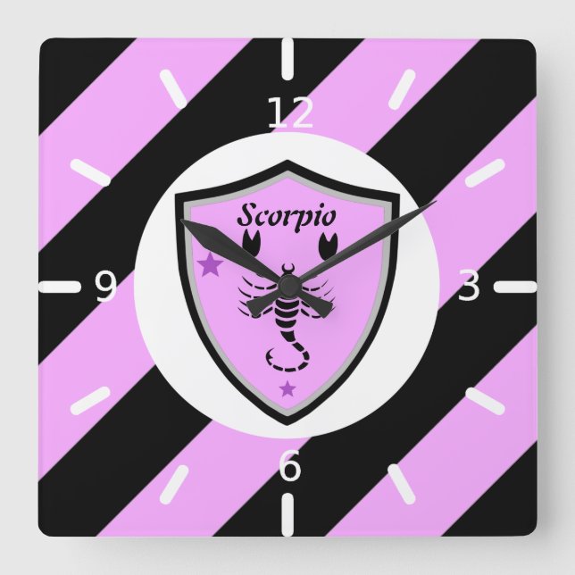Relógio Quadrado Símbolo Scorpio        (Frente)