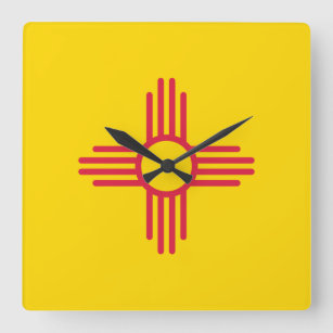 Relógio Quadrado Símbolo Sol Zia do Novo México