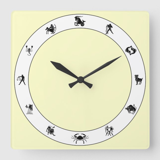 Relógio Quadrado Símbolo Zodíaco (Frente)
