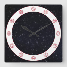 Relógio Quadrado Símbolo Zodíaco com Estrelas
