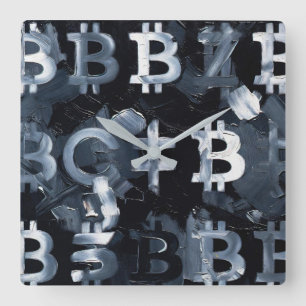 Relógio Quadrado Símbolos de Bitcoin (Estilo: 2)