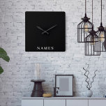 Relógio Quadrado Simples Preto Personalizado Adicionar Seu Nome Ele<br><div class="desc">Simples Preto Personalizado Adicione Seu Nome Design Elegante para Qualquer Um.</div>