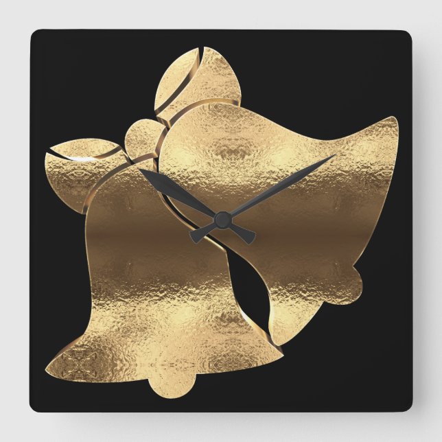 Relógio Quadrado Sinais de Natal Dourados Olhos Festivos Elegantes (Frente)