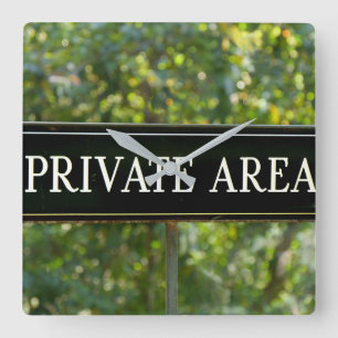 Relógio Quadrado Sinal de ÁREA PRIVADA