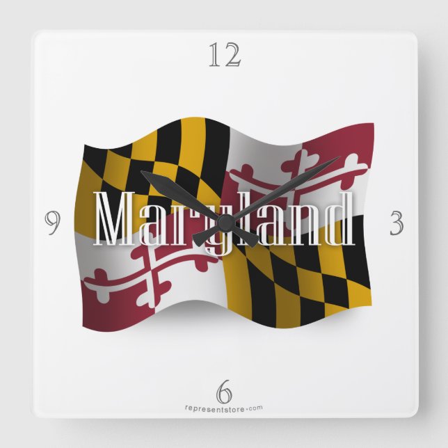 Relógio Quadrado Sinalizador de Ondas de Maryland (Frente)