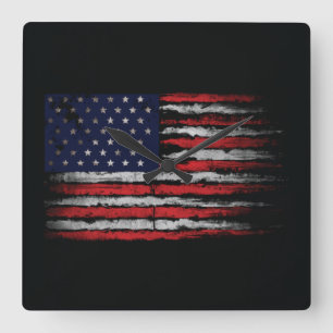 Relógio Quadrado Sinalizador Grunge U.S.A
