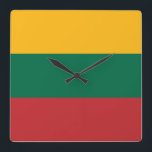 Relógio Quadrado Sinalizador Lituânia<br><div class="desc">Sinalizador Lituânia</div>