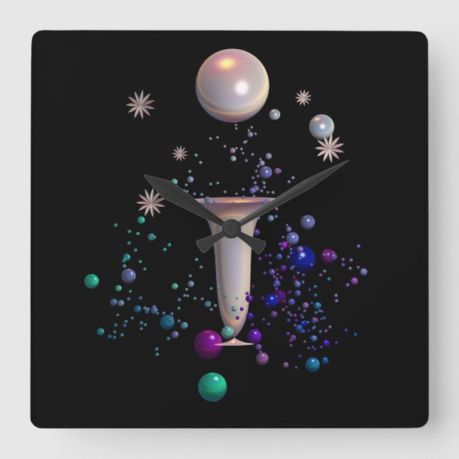 Relógio Quadrado Sinfonia cósmica (Frente)