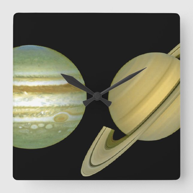 Relógio Quadrado Sistema Solar ~ Vista Longa (Frente)