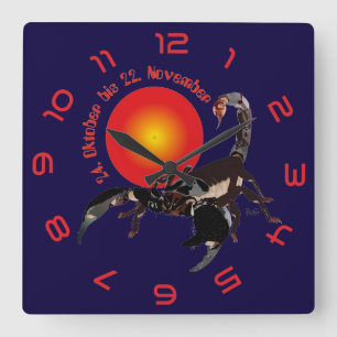 Relógio Quadrado Skorpion - Sternzeichen Uhr