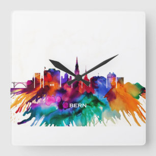 Relógio Quadrado Skyline Bern