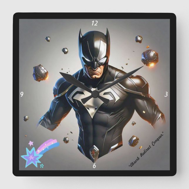 Relógio Quadrado "Sleek Suit for Power Control" (Frente)